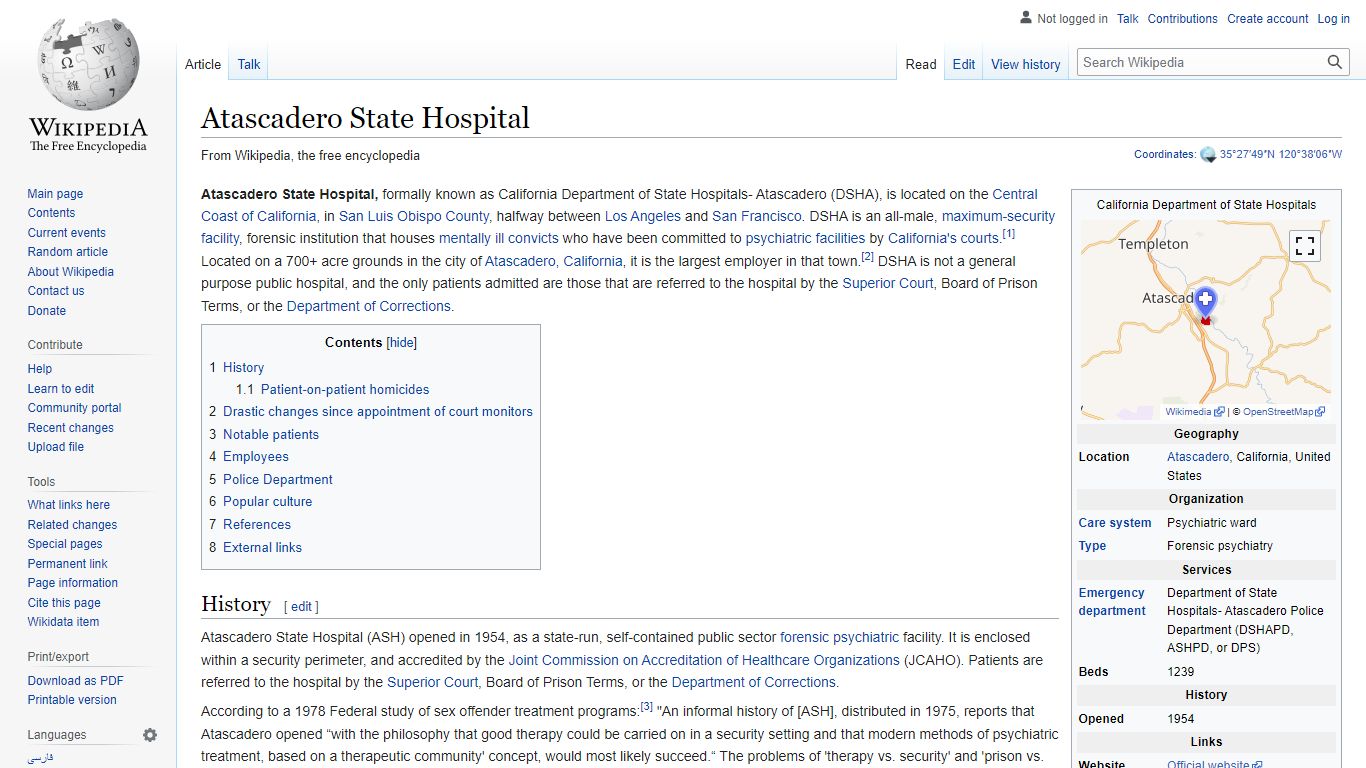 Atascadero State Hospital - Wikipedia